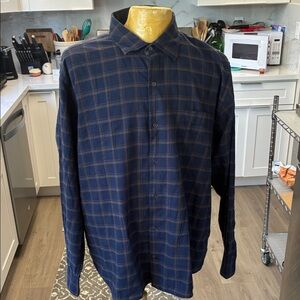 Peter Millar Dark Blue Checkered Shirt